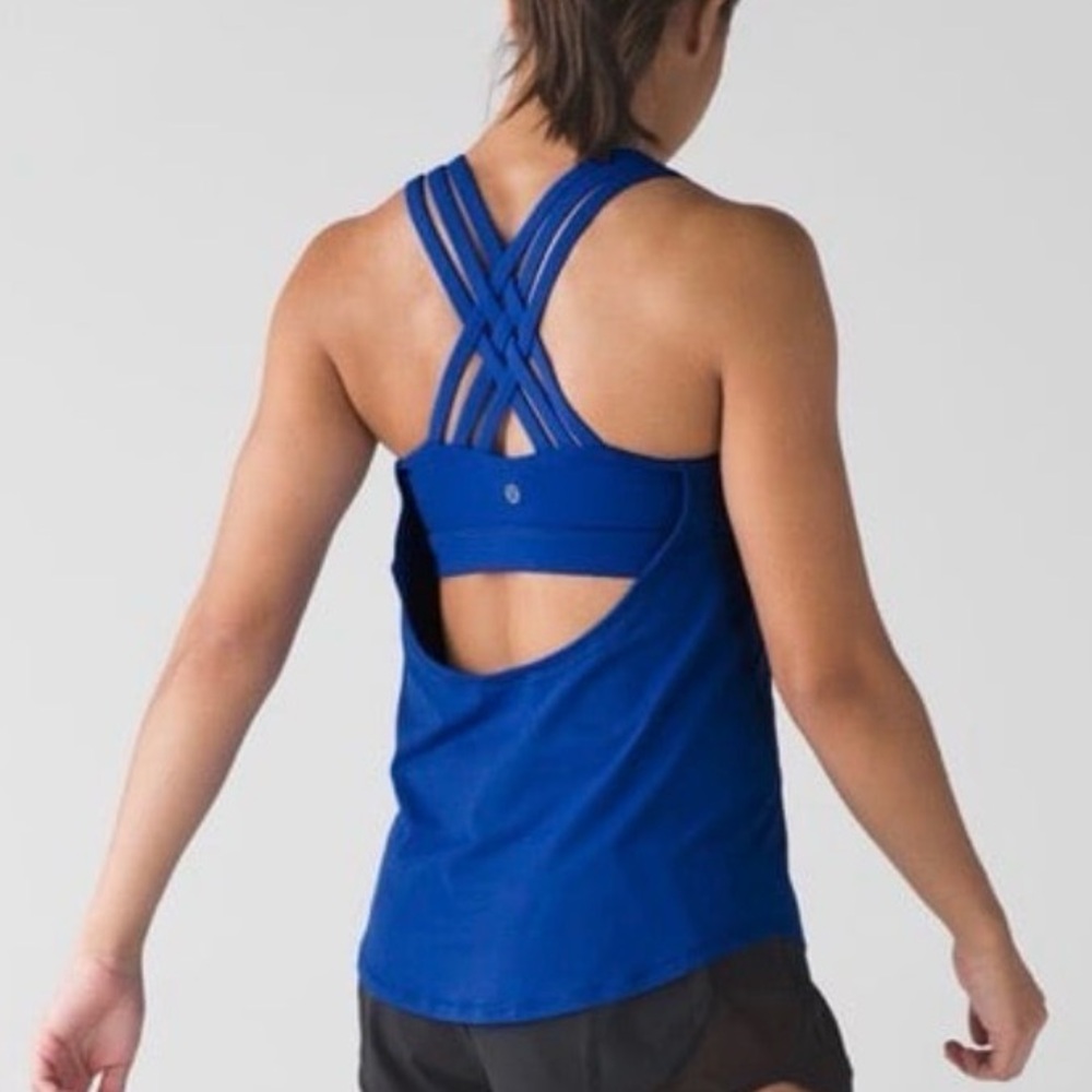 Lululemon Sapphire Blue Strappy Open Back Luxtreme Tank Top